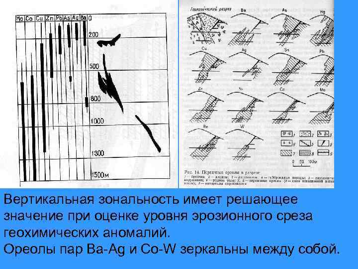 Вертикальная зональность имеет решающее значение при оценке уровня эрозионного среза геохимических аномалий. Ореолы пар