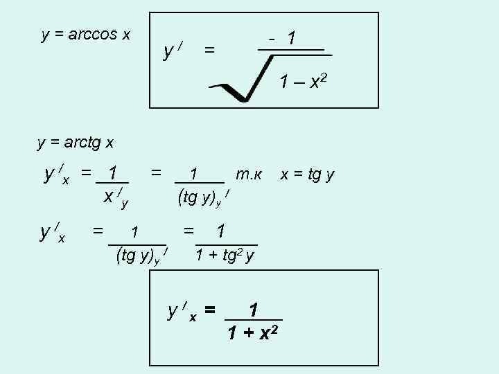 y = arccos x     - 1    y