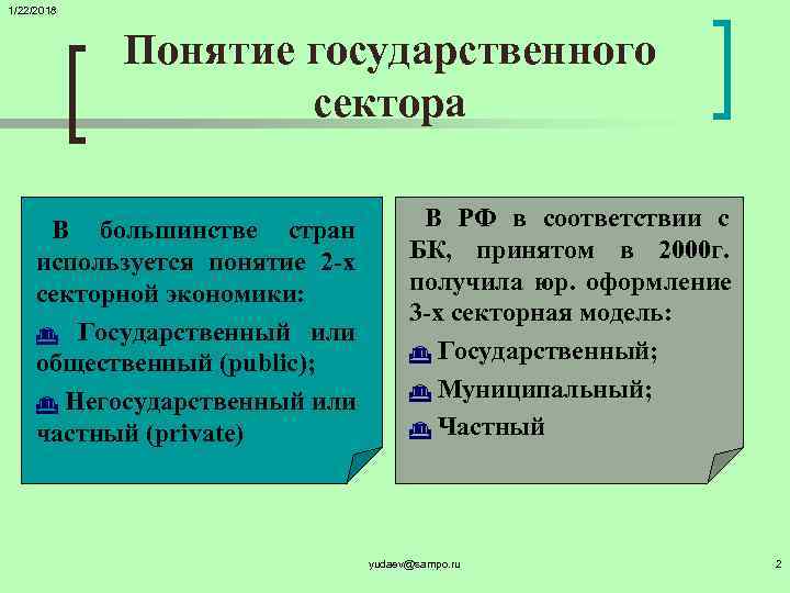 1/22/2018    Понятие государственного     сектора  В большинстве