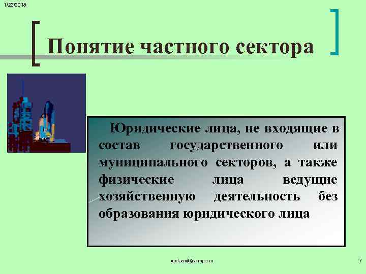 1/22/2018   Понятие частного сектора     Юридические лица, не входящие