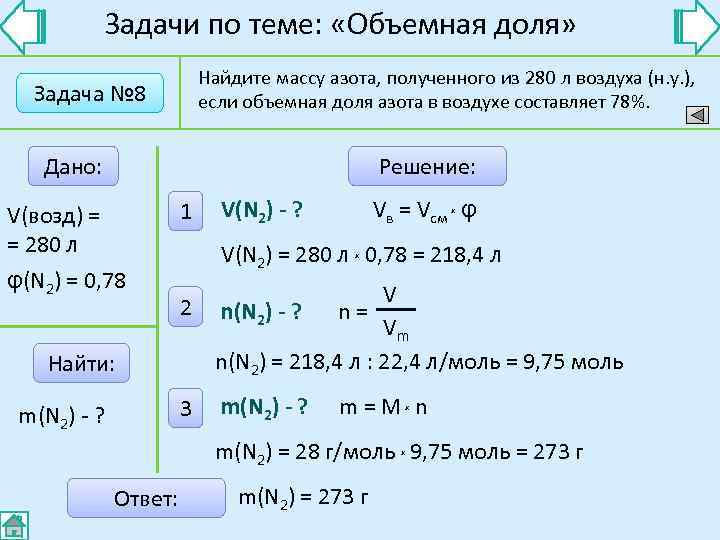   Задачи по теме:  «Объемная доля»      Найдите
