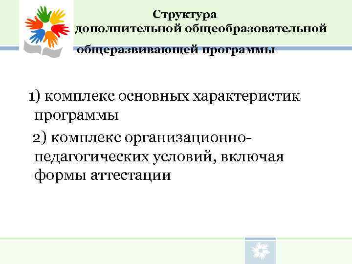       Структура    дополнительной общеобразовательной  