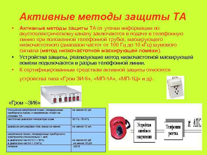     Активные методы защиты ТА   • Активные методы защиты