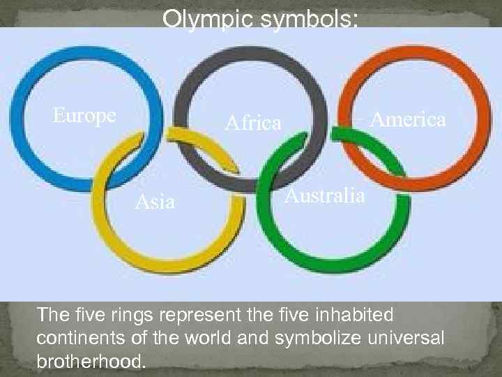    Olympic symbols: Europe   Africa   America  