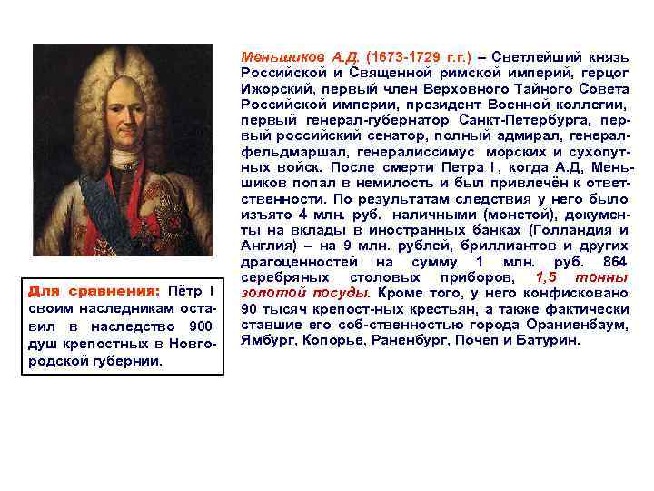       Меньшиков А. Д.  (1673 -1729 г. г.