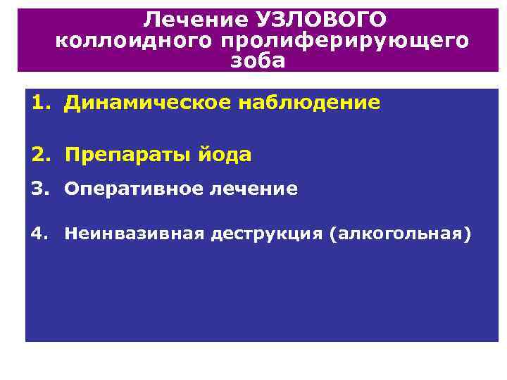   Лечение УЗЛОВОГО  коллоидного пролиферирующего    зоба 1. Динамическое наблюдение
