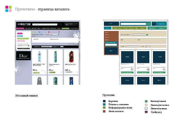Прототипы– страница каталога Исходный снимок    Прототип     