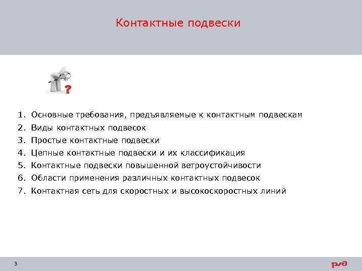      Контактные подвески   1. Основные требования, предъявляемые к