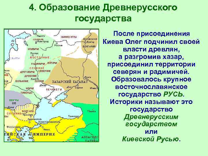 4. Образование Древнерусского государства После присоединения Киева 4. Образование Древнерусского государства После присоединения Киева