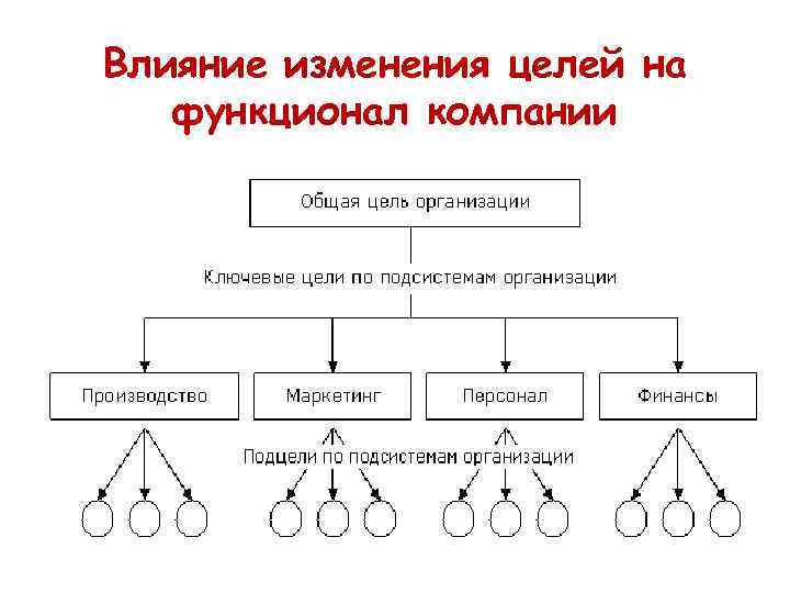 Влияние изменения целей на  функционал компании 
