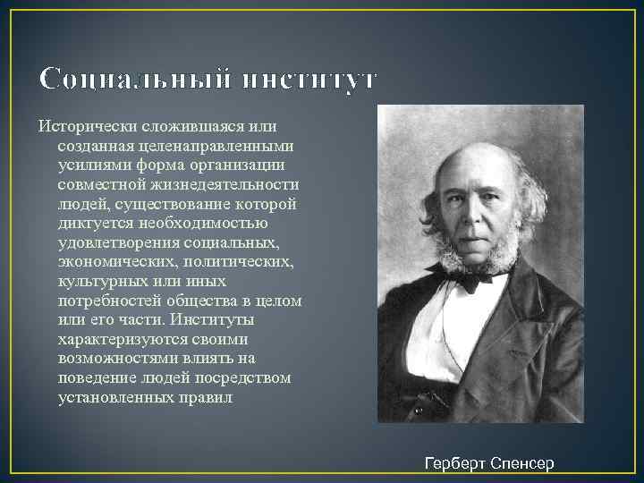 Социальный институт Исторически сложившаяся или  созданная целенаправленными  усилиями форма организации  совместной