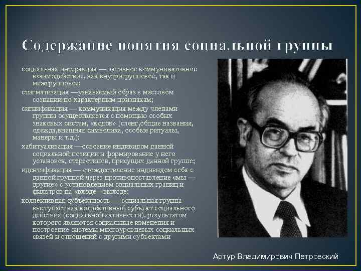 Содержание понятия социальной группы социальная интеракция — активное коммуникативное взаимодействие, как внутригрупповое, так и