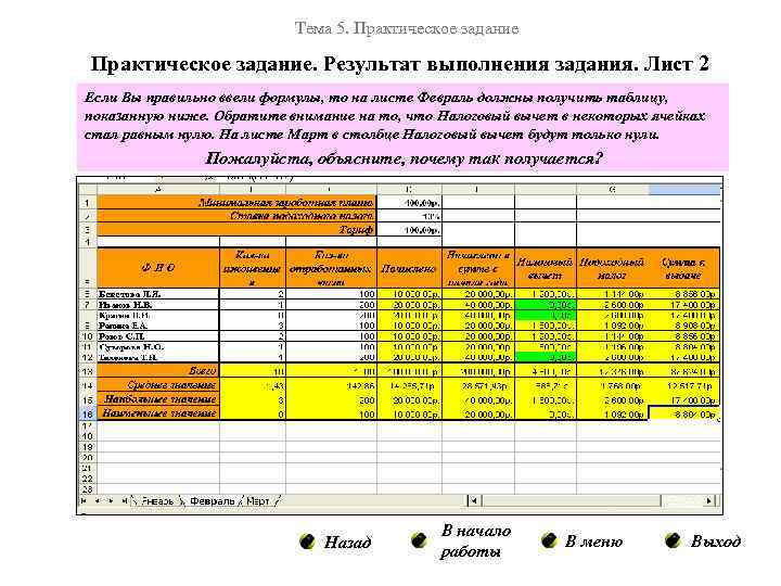       Тема 5. Практическое задание. Результат выполнения задания. Лист