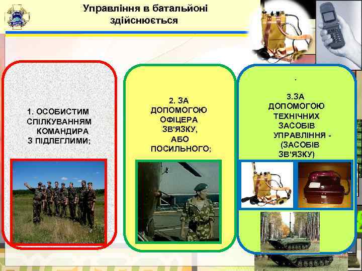   Управління в батальйоні   здійснюється     2. ЗА