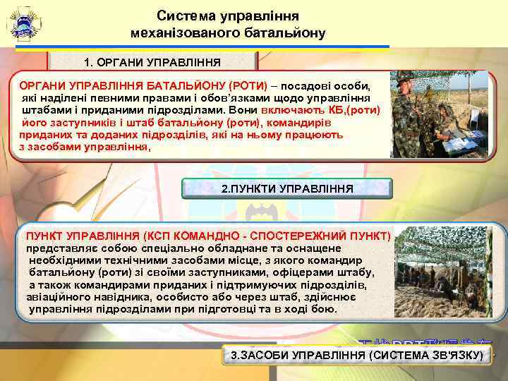      Система управління    механізованого батальйону  1.