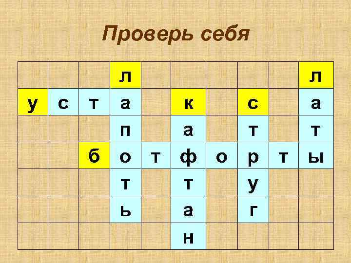  Проверь себя   л у  с т а  к 