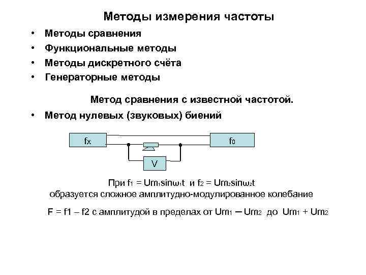     Методы измерения частоты •  Методы сравнения •  Функциональные