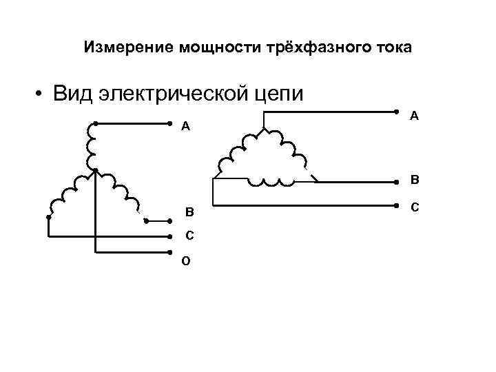   Измерение мощности трёхфазного тока  • Вид электрической цепи   