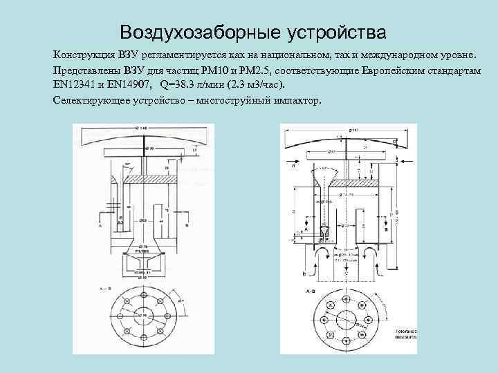 Воздухозаборные устройства Конструкция ВЗУ регламентируется как на национальном, так и международном уровне. Представлены ВЗУ