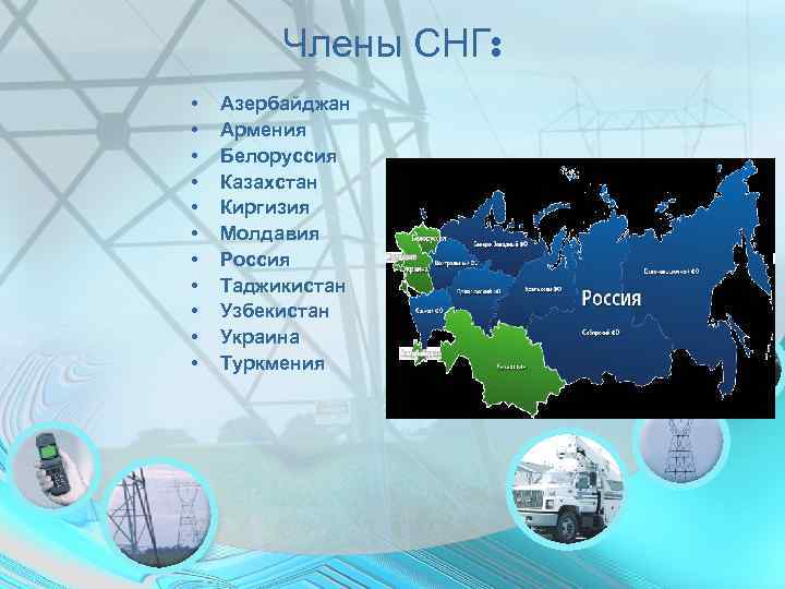    Члены СНГ:  •  Азербайджан •  Армения • 