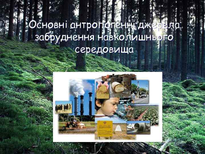 Основні антропогенні джерела забруднення навколишнього   середовища 