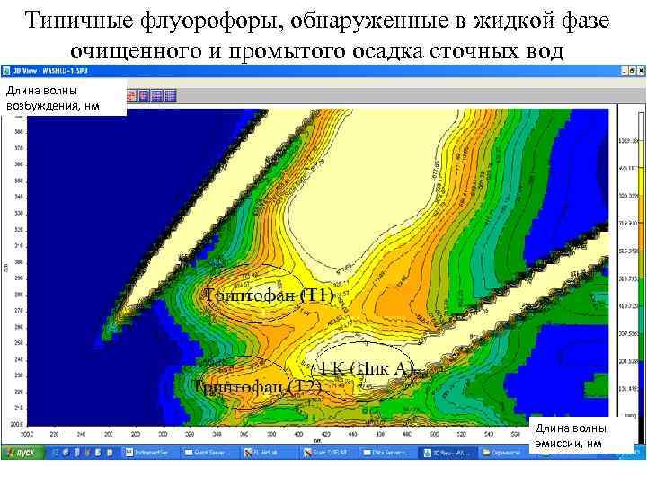  Типичные флуорофоры, обнаруженные в жидкой фазе очищенного и промытого осадка сточных вод Длина