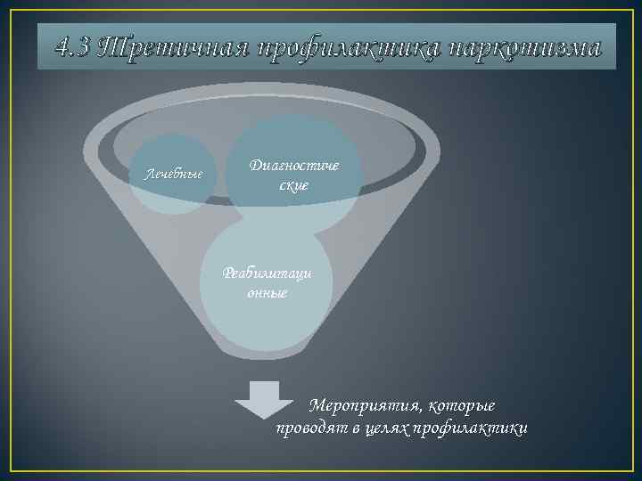 4. 3 Третичная профилактика наркотизма   Лечебные     Диагностиче 