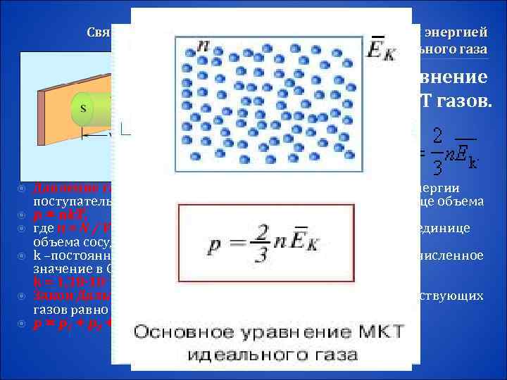   Связь между давлением и средней кинетической энергией    теплового движения