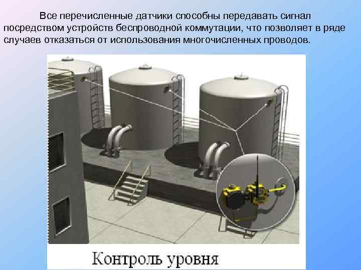   Все перечисленные датчики способны передавать сигнал посредством устройств беспроводной коммутации, что позволяет