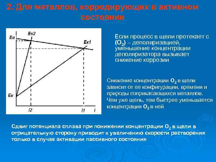 2. Для металлов, корродирующих в активном   состоянии     