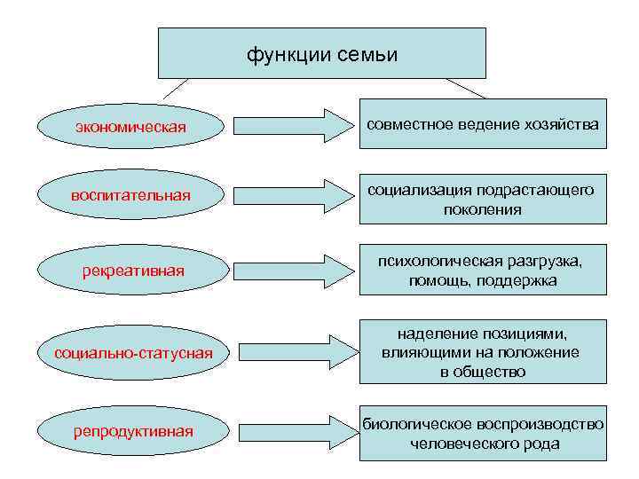 Функции семьи схема по обществознанию 6 класс