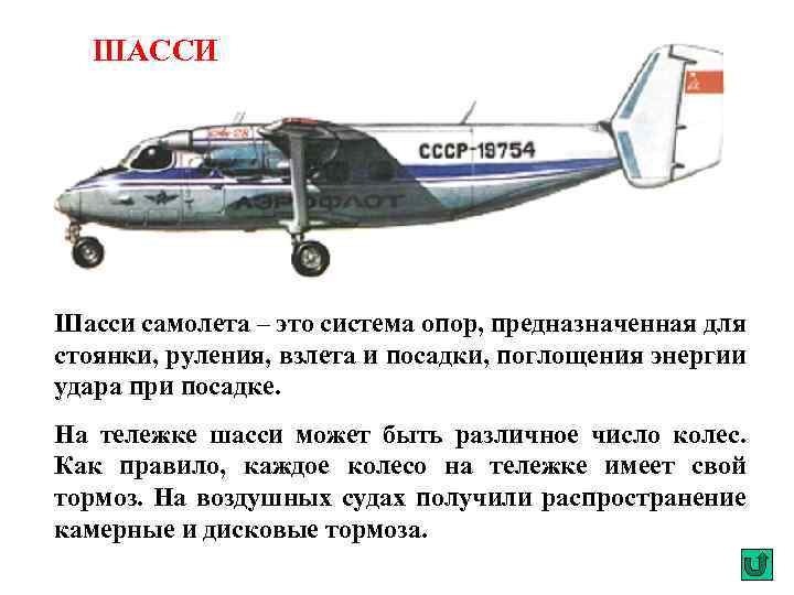 ШАССИ Шасси самолета – это система опор, предназначенная для стоянки, руления, взлета и посадки,