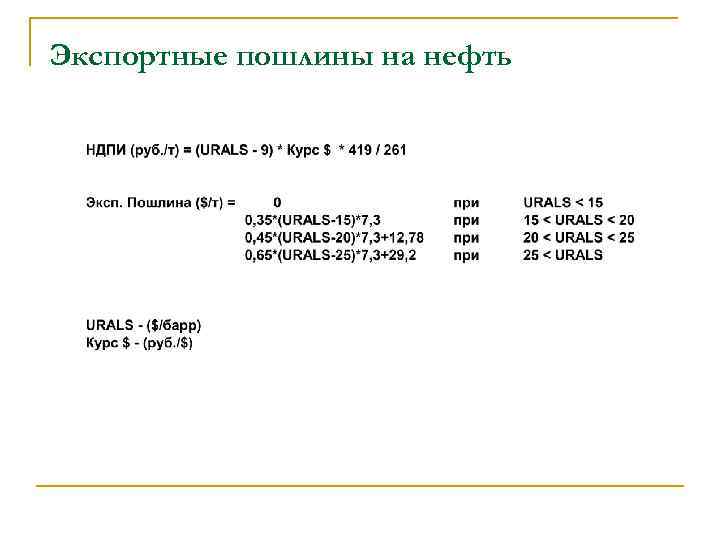 Экспортные пошлины на нефть 