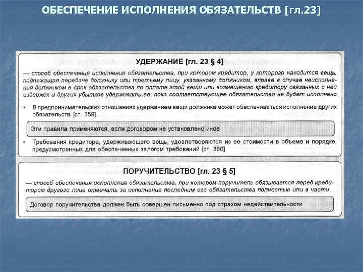 ОБЕСПЕЧЕНИЕ ИСПОЛНЕНИЯ ОБЯЗАТЕЛЬСТВ [гл. 23] 