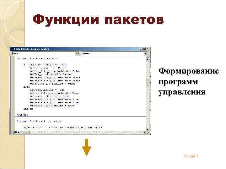 Функции пакетов Формирование программ управления Слайд 3 