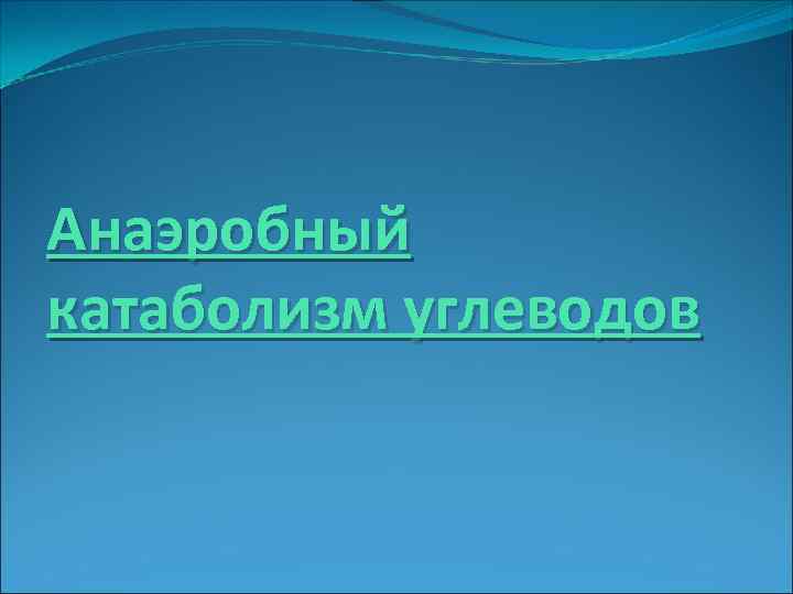 Анаэробный катаболизм углеводов 