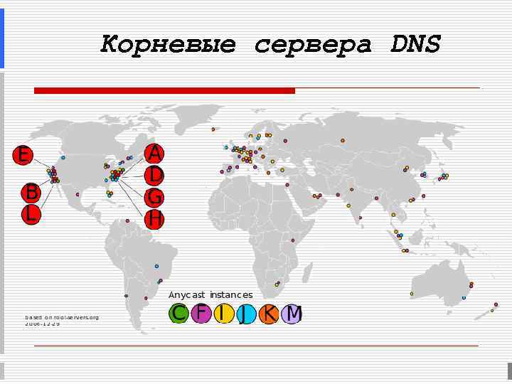 Количество интернет серверов. Корневые серверы DNS. Географическое распределение корневых серверов DNS. Карта DNS серверов мира. 13 Корневых DNS серверов.