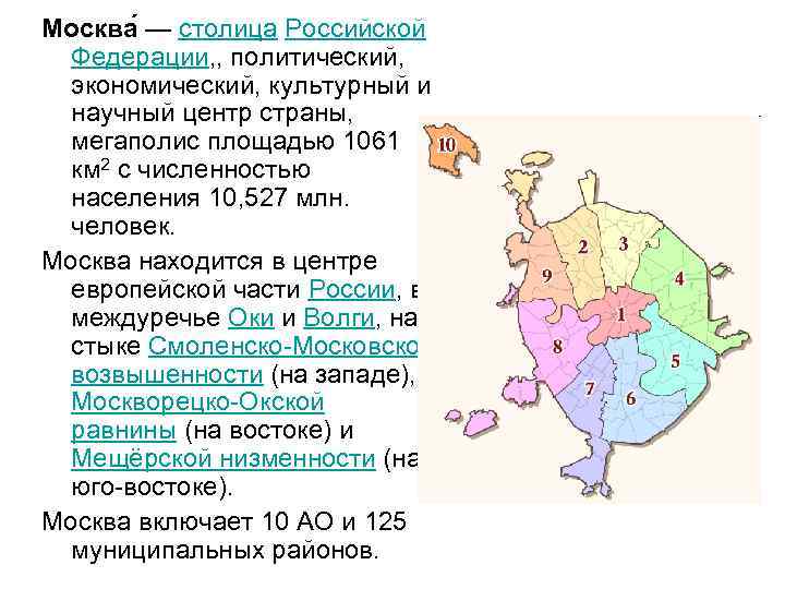 Характеристика москвы