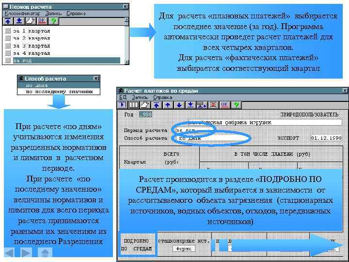 Для расчета «плановых платежей» выбирается последнее значение (за год). Программа автоматически проведет расчет платежей