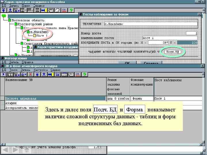 После выбора населенного пункта задаются метеоусловия и вводятся сведения о постах наблюдения з а