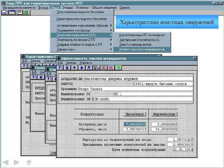 Характеристики очистных сооружений 