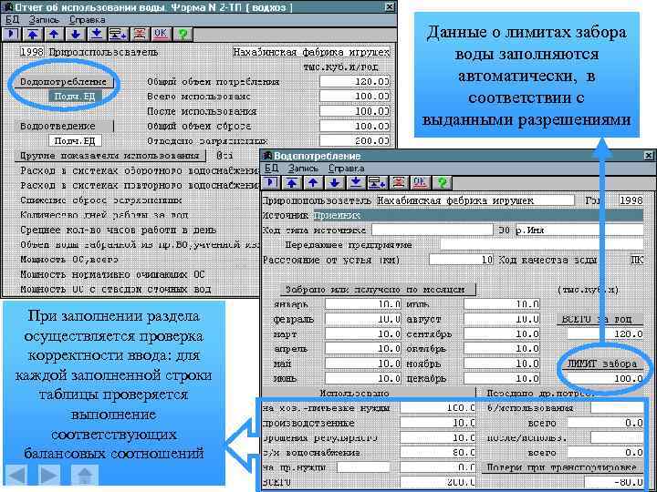 Данные о лимитах забора воды заполняются автоматически, в соответствии с выданными разрешениями При заполнении