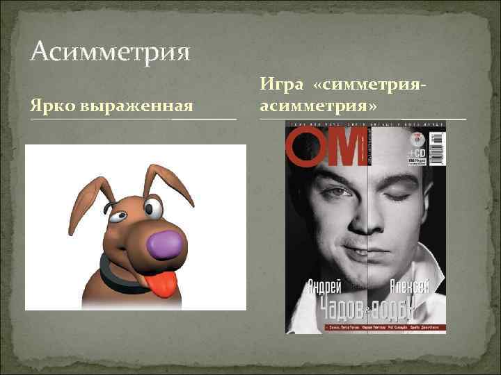 Асимметрия    Игра «симметрия- Ярко выраженная  асимметрия» 