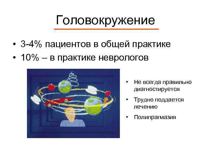 Головокружение • 3 -4% пациентов в общей практике • 10% – в практике неврологов