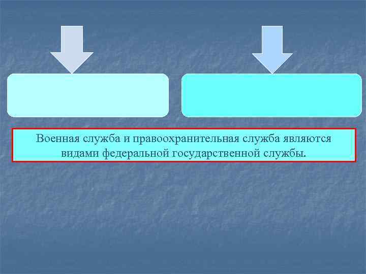Военная служба и правоохранительная служба являются видами федеральной государственной службы. 