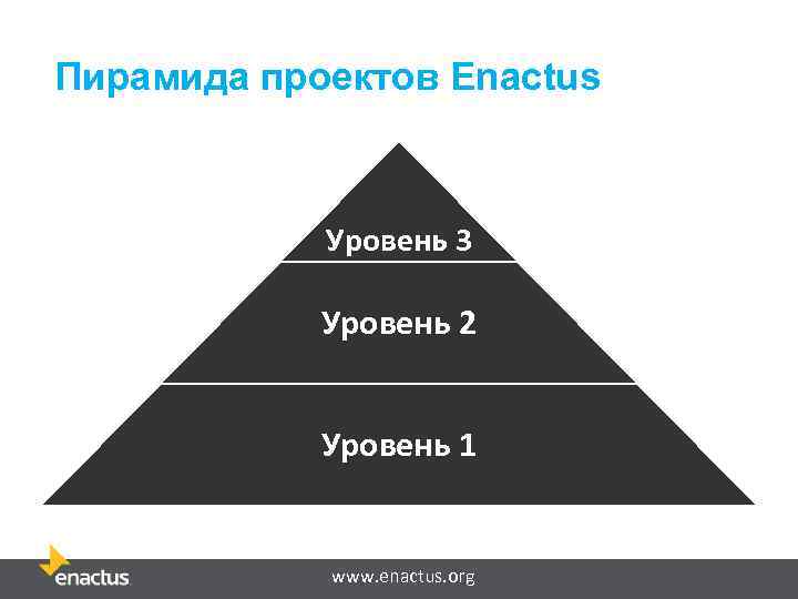 Пирамида проектов Enactus Уровень 3 Уровень 2 Уровень 1 www. enactus. org 