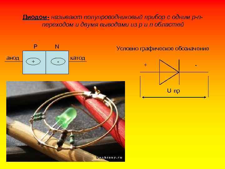 Диодом- называют полупроводниковый прибор с одним p-nпереходом и двумя выводами из p и n