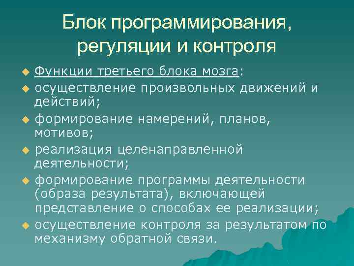 Контроль 5 классе. Функция программирования регуляции и контроля. Блок программирования, регуляции. Функция программирования и контроля у дошкольников. Блок программирования регуляции и контроля деятельности.