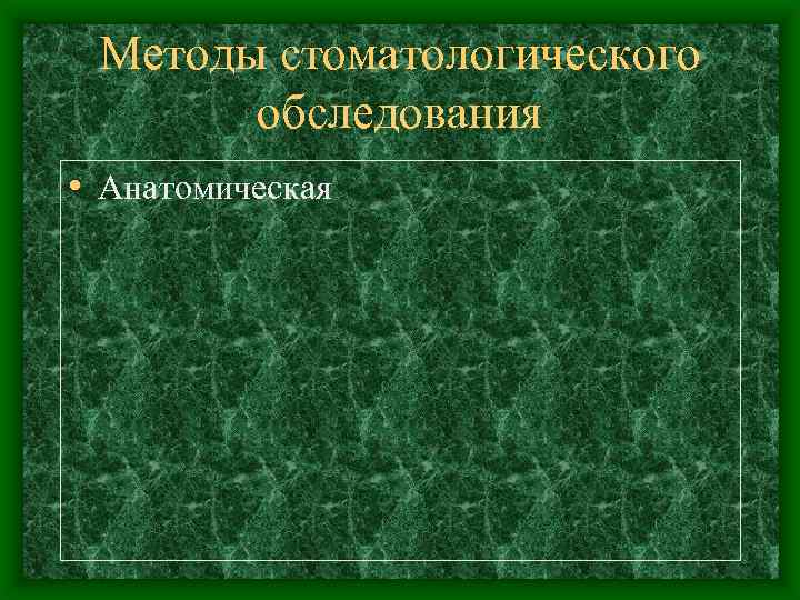 Методы стоматологического обследования • Анатомическая 