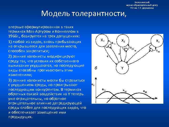 Экологический научно образовательный центр ТГУ им. Г. Р. Державина Модель толерантности, впервые сформулированная в